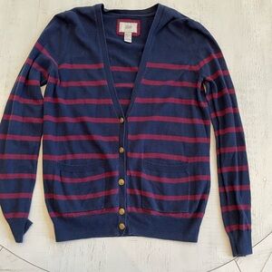 I Love H81 Women’s Cardigan Blue/Maroon Medium Wool Blend Runs Small